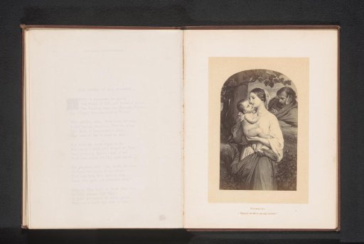 Photographic reproduction of a print after a painting, depicting Mary with Child and Joseph
