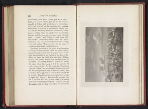 Photographic reproduction of a print of the Battle of Trafalgar on 21 October 1805