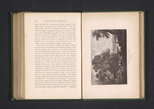 Photographic reproduction of a print after a painting of a herd of cows fording a river by Claude Lorrain