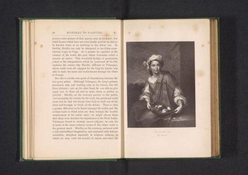 Photographic reproduction of a print after a painting of a flower girl by Bartolomé Esteban Murillo