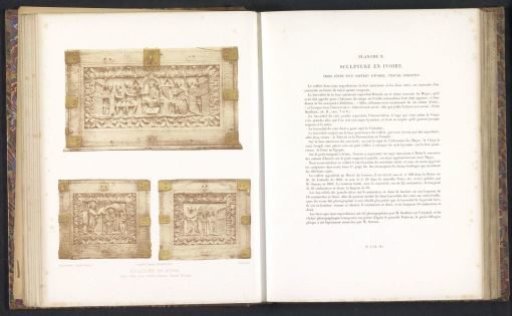 Three sides of an ivory casket with reliefs depicting the Annunciation, the Visitation, and King Herod I with the Three Kings