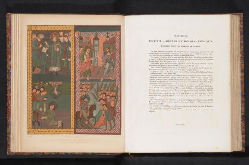 Reproduction of two illuminated pages with Stephen and Christ in Jerusalem