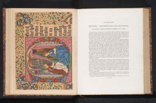 Reproduction of an illuminated page with the Annunciation