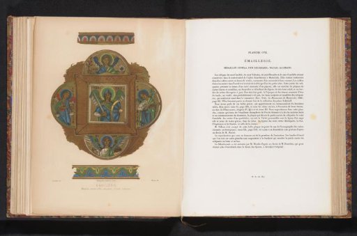 Reproduction of a design of a medallion with five virtues
