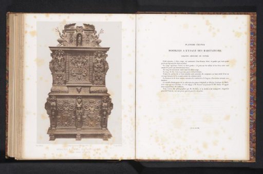 Reproduction of a decorated wooden cabinet