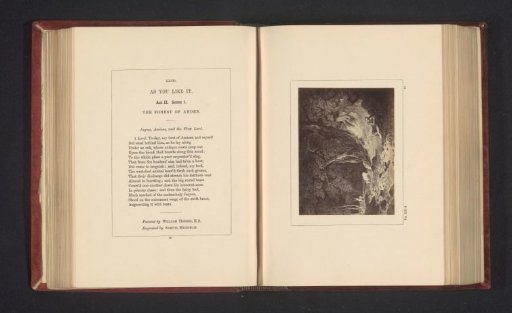 Photographic reproduction of an engraving after a painting by William Hodges, depicting a scene from As You Like It by William Shakespeare