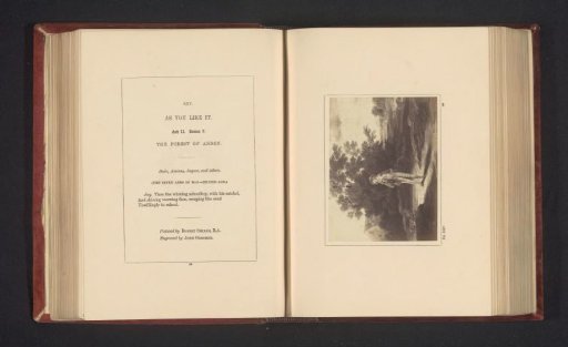 Photographic reproduction of an engraving after a painting by Robert Smirke, depicting a scene from As You Like It by William Shakespeare