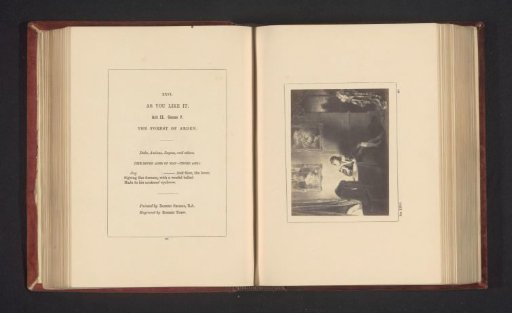 Photographic reproduction of an engraving after a painting by Robert Smirke, depicting a scene from As You Like It by William Shakespeare