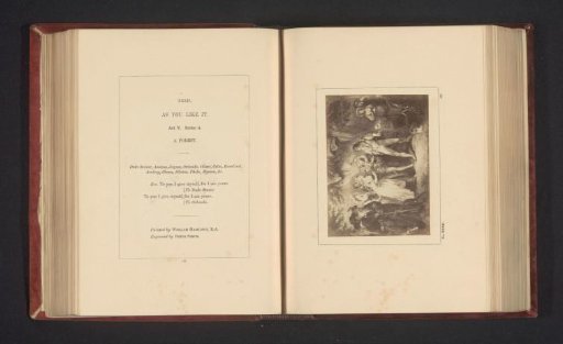 Photographic reproduction of an engraving after a painting by William Hamilton, depicting a scene from As You Like It by William Shakespeare