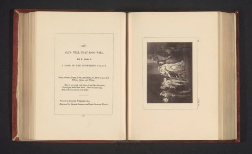 Photographic reproduction of a print after a painting by Francis Wheatley, depicting a scene from All's Well That Ends Well by William Shakespeare