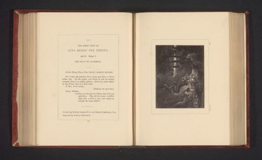 Photographic reproduction of a print after a painting by Robert Smirke and Joseph Farington, depicting a scene from Henry IV by William Shakespeare
