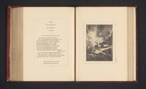 Photographic reproduction of a print after a painting by Johann Heinrich Füssli, depicting a scene from Macbeth by William Shakespeare