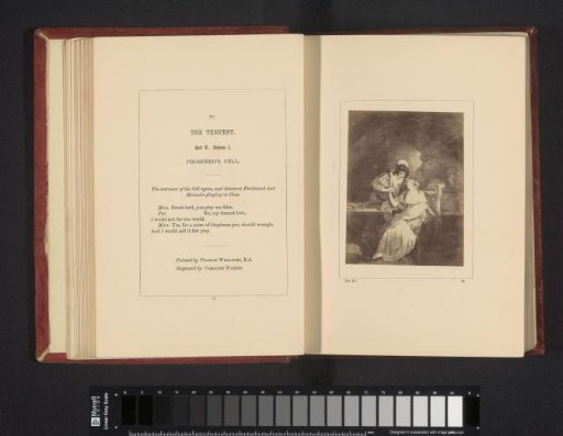 Photographic reproduction of a print after a painting by Francis Wheatley, depicting a scene from The Tempest by William Shakespeare