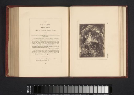 Photographic reproduction of a print after a painting by Benjamin West, depicting a scene from King Lear by William Shakespeare
