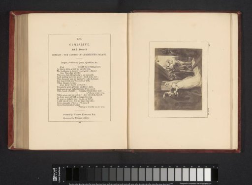 Photographic reproduction of a print after a painting by William Hamilton, depicting a scene from Cymbeline by William Shakespeare