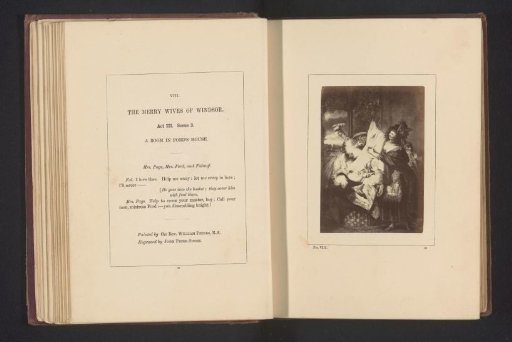 Photographic reproduction of a print after a painting by Matthew William Peters, depicting a scene from The Merry Wives of Windsor by William Shakespeare