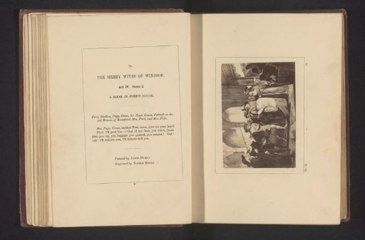 Photographic reproduction of a print after a painting by James Durno, depicting a scene from The Merry Wives of Windsor by William Shakespeare