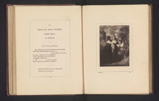 Photographic reproduction of a print after a painting by Matthew William Peters, depicting a scene from Much Ado About Nothing by William Shakespeare
