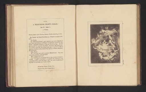 Photographic reproduction of a print after a painting by Johann Heinrich Füssli, depicting a scene from A Midsummer Night's Dream by William Shakespeare