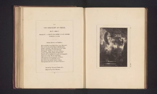 Photographic reproduction of a print after a painting by William Hodges, depicting a scene from The Merchant of Venice by William Shakespeare