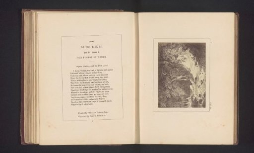 Photographic reproduction of a print after a painting by William Hodges, depicting a scene from As You Like It by William Shakespeare