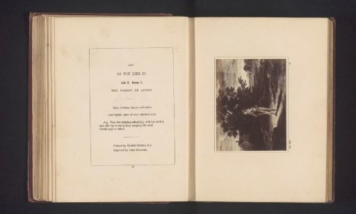 Photographic reproduction of a print after a painting by Robert Smirke, depicting a scene from As You Like It by William Shakespeare