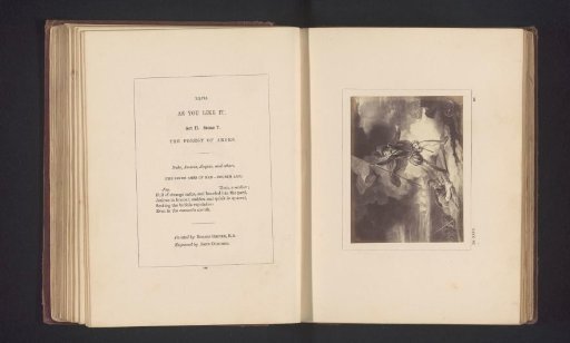 Photographic reproduction of a print after a painting by Robert Smirke, depicting a scene from As You Like It by William Shakespeare