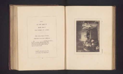 Photographic reproduction of a print after a painting by Robert Smirke, depicting a scene from As You Like It by William Shakespeare