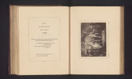 Photographic reproduction of a print after a painting by William Hamilton, depicting a scene from As You Like It by William Shakespeare