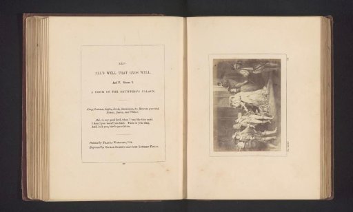 Photographic reproduction of a print after a painting by Francis Wheatley, depicting a scene from All's Well That Ends Well by William Shakespeare