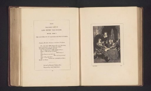 Photographic reproduction of a print after a painting by Richard Westall, depicting a scene from Henry IV by William Shakespeare