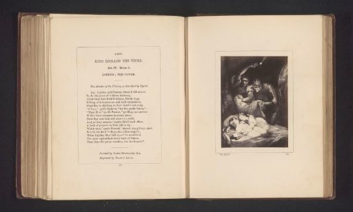 Photographic reproduction of a print after a painting by James Northcote, depicting a scene from Richard III by William Shakespeare