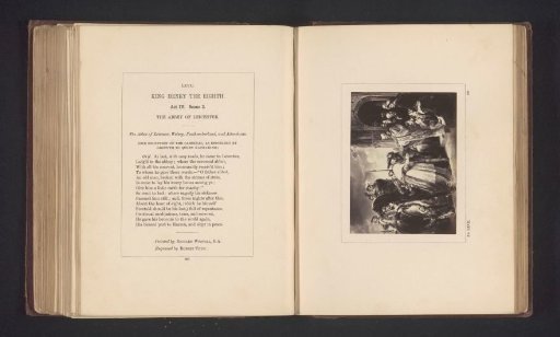 Photographic reproduction of a print after a painting by Richard Westall, depicting a scene from Henry VIII by William Shakespeare