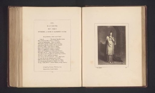 Photographic reproduction of a print after a painting by Richard Westall, representing a scene from Macbeth by William Shakespeare