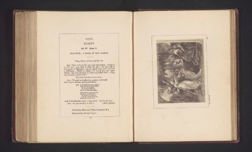 Photographic reproduction of a print after a painting by Benjamin West, representing a scene from Hamlet by William Shakespeare