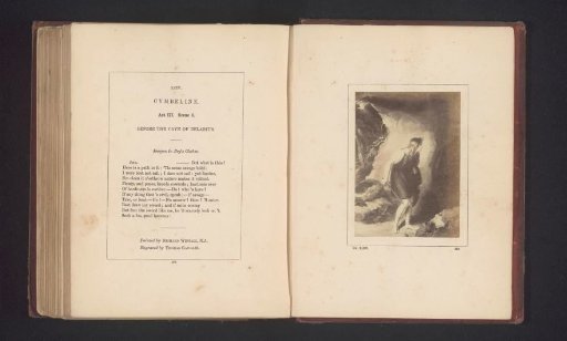 Photographic reproduction of a print after a painting by Richard Westall, depicting a scene from Cymbeline by William Shakespeare
