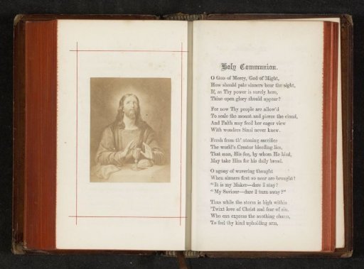 Photographic reproduction of a print depicting Christ with bread and a chalice