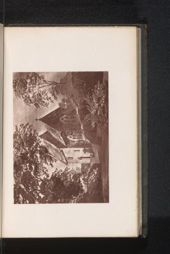 Photographic reproduction of a painting, depicting a view of (presumably) Saint Mary's Church at Alton Barnes