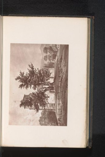Photographic reproduction of a painting, depicting a view of All Saints Church at Alton Priors