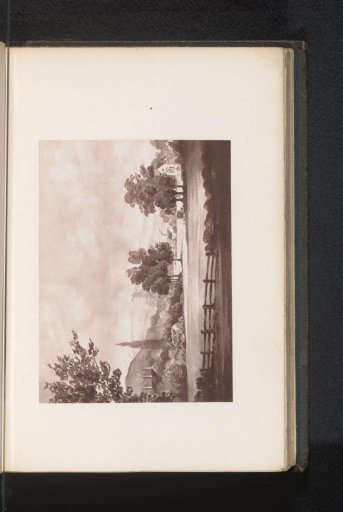 Photographic reproduction of a painting, depicting a view of Alton Barnes
