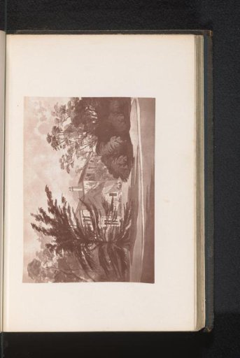 Photographic reproduction of a painting, depicting a view of the rectory at Herstmonceux