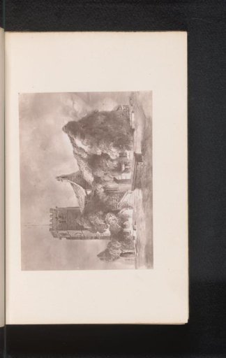 Photographic reproduction of a painting, depicting a view of Saint Mary's Church in Nether Alderley