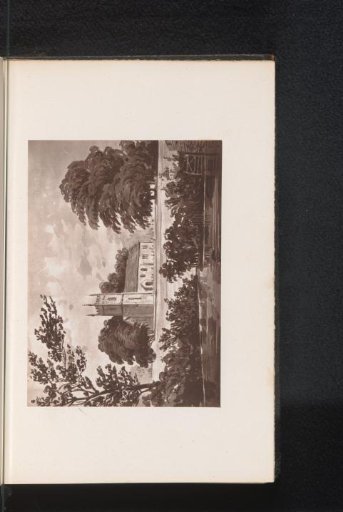 Photographic reproduction of a painting, depicting a view of a church in Stoke