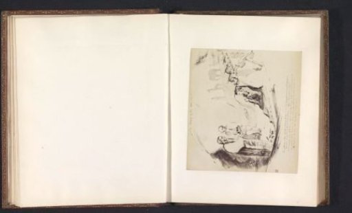 Photographic reproduction of a drawing depicting John Colenso, Professor Jowett, and Professor Mansel in the allegory of the grotto