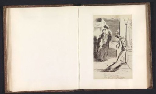 Photographic reproduction of a drawing depicting a proctor and a student