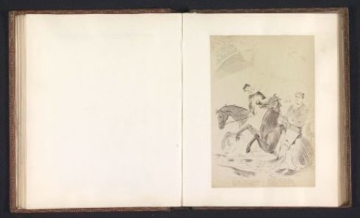 Photographic reproduction of a drawing depicting two horse-riding men