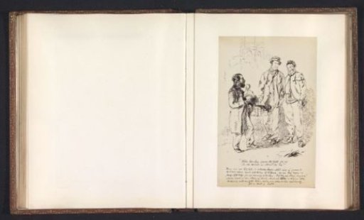 Photographic reproduction of a drawing depicting two students in rowing attire