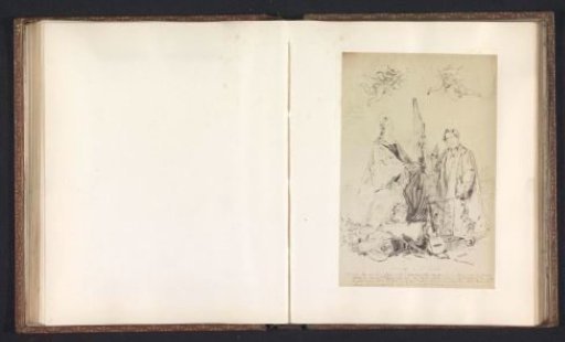 Photographic reproduction of a drawing depicting Oxford as Saint Cecilia