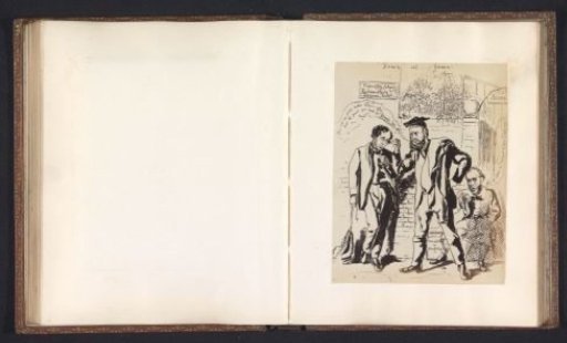 Photographic reproduction of a drawing depicting Professor Rogers defending Mr. Goldwin Smith against Mr. Disraeli