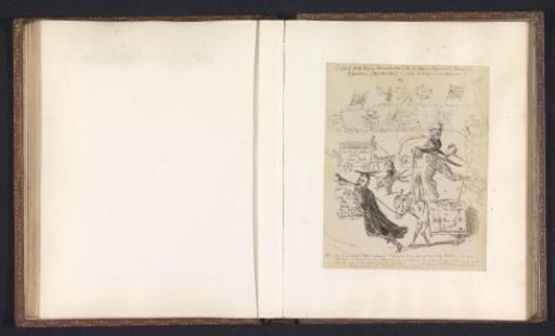 Photographic reproduction of a drawing depicting a demonstration as a circus parade